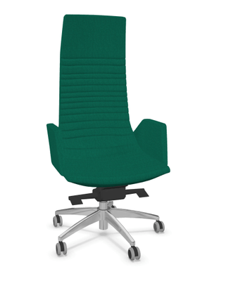 DIRECTION - Fauteuils - KI fauteuil manager haut dossier avec accotoirs tapissés. piétement 5 branches en aluminium poli. revêtement tissu SYNERGY coloris vert foncé
