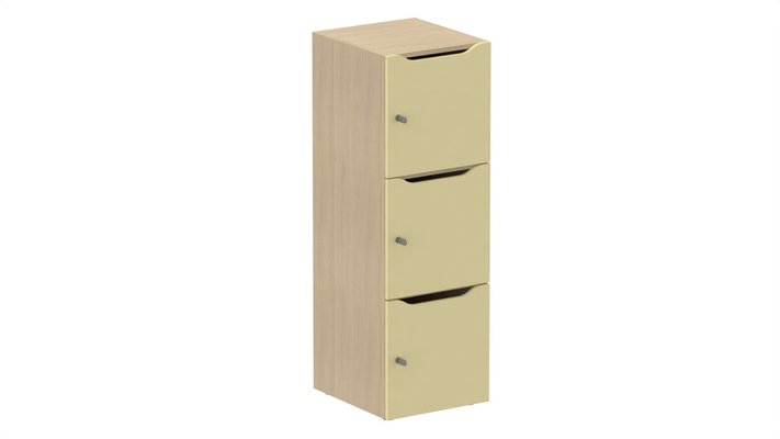 CASIERS - 3 cases - Meuble à cases H.137xL.45xP.50cm - 3 cases H43cm. portes avec découpe en partie haute. serrure à clé