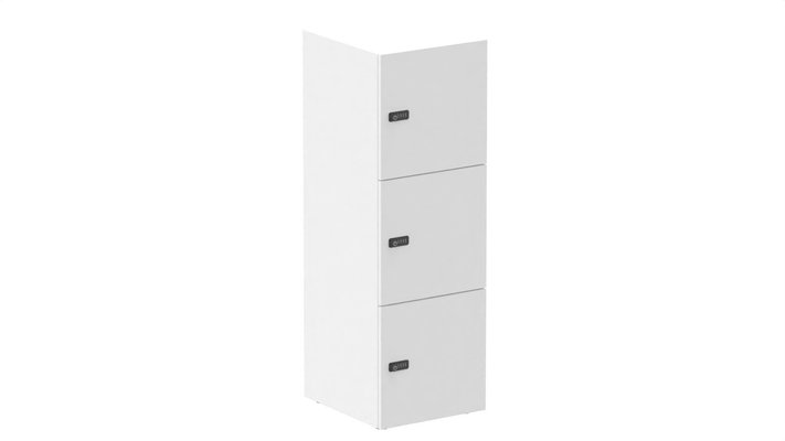 CASIERS - 3 cases - Meuble à cases H.137xL.45xP.50cm, 3 cases H43cm. portes pleine. serrure à code. corps coloris blanc (M1). portes mélamine coloris blanc (M1)