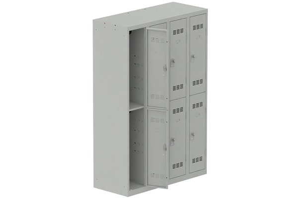 [Pas de famille] - [Pas de sous famille] - Vestiaire multicases 4 colonnes L,30cm 2 cases (fermeture cadenas) H,180xL,120xP,50cm coffre gris clair/portes gris clair