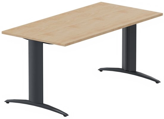 TABLES DE FORMATION - Composables piétement "i" - Module composable pied i, L.180xP.80cm, départ, plateau hêtre, structure anthracite, plateau hêtre, structure anthracite