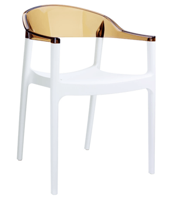 POLYPROPYLENE - FAUTEUILS  - WALLIS-Fauteuil design bicolore en polycarbonate transparent -jeu de couleur et de transparence -Finition Blanc et Ambre transparent (BAM)