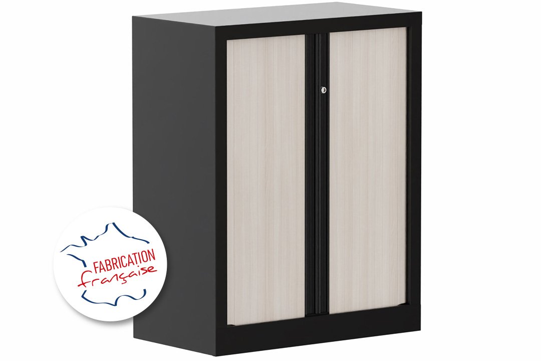 Armoire à rideaux H100xL80cm 2 tablettes