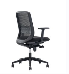 OPERATIVE - Dossier résille - SOLO fauteuil opérative synchrone, dossier résille coloris noir avec renfort lombaire réglable en hauteur, tissu BONDAI coloris noir, accotoirs réglables en hauteur, structure nylon noir