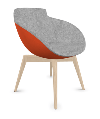 FAUTEUILS/POUFS - 4 pieds - Fauteuil COCO tapissé Synergy intérieur Tissu velito Gris/ extérieur tissu Orange