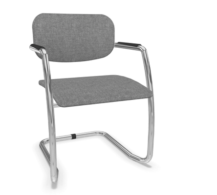 VISITEURS ET FONCTIONNELS - Luge - DIVA fauteuil dos tissu. piétement luge chromé. assise et dossier tissu STEP coloris gris clair chiné