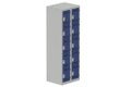 Vestiaire multicases, 2 colonnes L.60cm/10 cases, coffre gris clair/portes bleu foncé