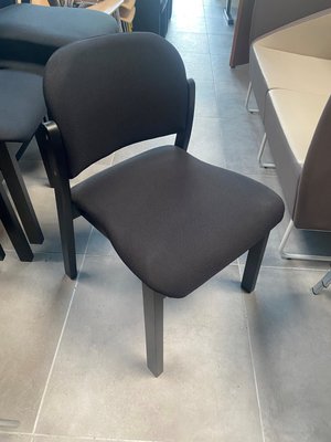 DESTOCKAGE - Chaise - Chaise structure 4 pieds en bois noir avec assise et dossier en tissu noir