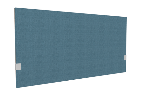 PANNEAUX ECRANS POUR BUREAU DROIT SOLO - Pour bureaux largeur 140 cm - SECRET Panneau-écran acoustique H74cm pour poste solo L.140cm. 2 faces tissu BERTA coloris bleu. pinces de fixation réglables en hauteur coloris aluminium