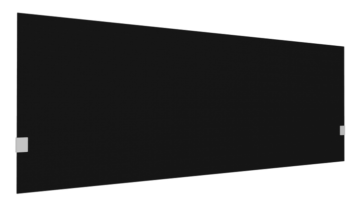 PANNEAUX ECRANS POUR BUREAU DROIT SOLO - Pour bureaux largeur 180 cm - SECRET Panneau-écran acoustique H74cm pour poste solo L.180cm. 2 faces tissu SYNERGY coloris noir intense. pinces de fixation réglables en hauteur coloris aluminium
