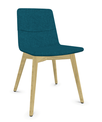 VISITEURS ET FONCTIONNELS - 4 Pieds - MELODY chaise 4 pieds bois. face intérieure tissu STEP mélange turquoise chiné face extérieure tissu step mélange coloris turquoise chiné piétement frêne naturel