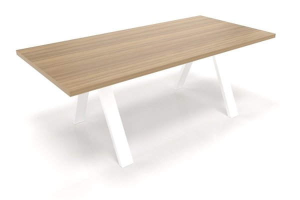 Gamme X3 - Tables de bureau - X3 Plan Manager 200x100cm -Finitions : PLATEAUX: NOYER (NO) / PIETEMENTS: BLANC (BL )  