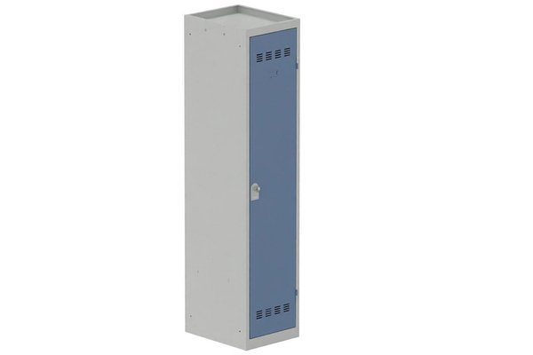 [Pas de famille] - [Pas de sous famille] - Vestiaire industrie salissante 1 porte (fermeture cadenas) H180xL40xP50cm coffre gris clair/ porte(s) bleu