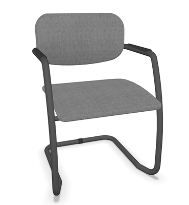 VISITEURS ET FONCTIONNELS - Luge - DIVA fauteuil dos tissu. piétement luge laqué noir assise et dossier tissu BERTA coloris gris