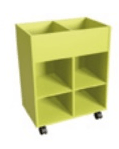 SCOLAIRE - Se Documenter - Bac à albums PICCOLO mobile 2 colonnes 2 bacs + 4 cases méla. - L70,5xP45xH92 cm