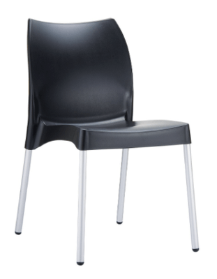POLYPROPYLENE - CHAISES  - PALERME- Chaise empilable  en polypropylène structure en aluminium anodisé -Finition assise noir (PNR)