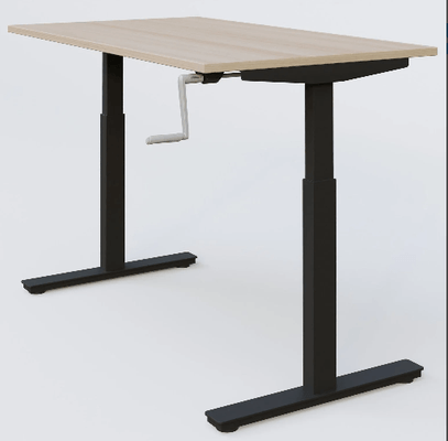 [Pas de famille] - [Pas de sous famille] - K_Pro 1 Poste solo RH 70-116 cm . Plateau 200*80 épaisseur 25mm, plateau acacia, pieds noirs
