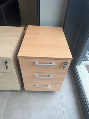 DESTOCKAGE - Rangements - Caisson mobile mélaminé 2 tiroirs dont 1 pour dossiers suspendus finition hêtre