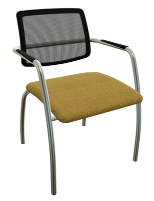 VISITEURS ET FONCTIONNELS - 4 Pieds - Diva - Chaise dos résille- Piétement 4 pieds chrome (CH).Assise tissu Step Jaune foncé (L16)