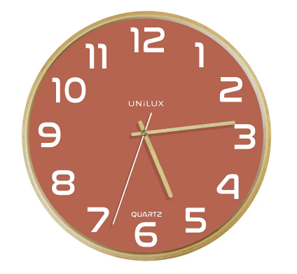 HORLOGES - Silencieuse - Pendule Classic silencieuse cadre hêtre, fond TERRE DE SIENNE