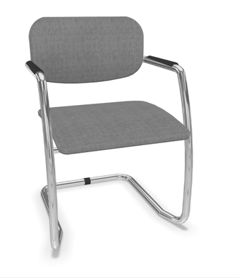 VISITEURS ET FONCTIONNELS - Luge - DIVA fauteuil dos tissu. piétement luge chromé. assise et dossier tissu BERTA coloris gris