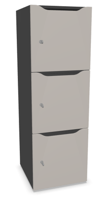 CASIERS - 3 cases - Meuble à cases H.137xL.45xP.50cm - 3 cases H43cm. portes avec découpe en partie haute. serrure à clé
