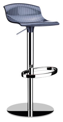 POLYPROPYLENE - TABOURETS  - LAS VEGAS-Tabouret pivotant  réglable en hauteur par piston à gaz , base et colonne en acier inoxydable, assise en polycarbonate recyclable finition : noir transparent 