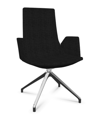 DIRECTION - Visiteurs - KI fauteuil de conférence haut dossier. piétement 4 branches en aluminium poli