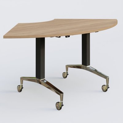 [Pas de famille] - [Pas de sous famille] - Module 1/4 de couronne de la gamme LEM 120-120 cm. Plateau Noyer et pietement Noir/Chrome.