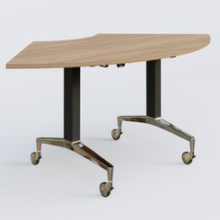[Pas de famille] - [Pas de sous famille] - Module 1/4 de couronne de la gamme LEM 120-120 cm. Plateau Noyer et pietement Noir/Chrome.