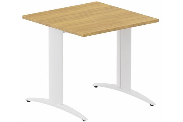 TABLES COMPOSABLES - Module départ - Module départ L80xP80cm pour table composable pied "i", Plateau : Noyer / Piétements : Blanc (BL)