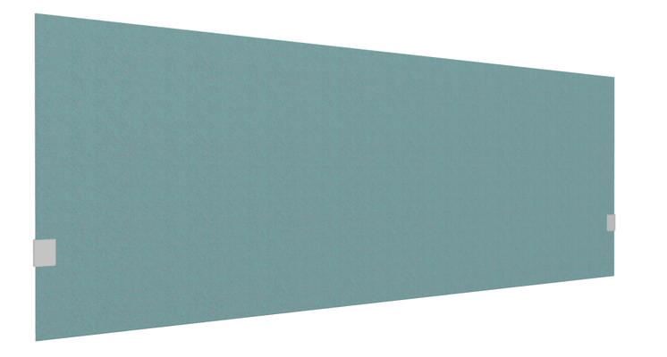 PANNEAUX ECRANS POUR BUREAU DROIT SOLO - Pour bureaux largeur 180 cm - SECRET Panneau-écran acoustique H74cm pour poste solo L.180cm. 2 faces tissu SYNERGY coloris menthe. pinces de fixation réglables en hauteur coloris aluminium