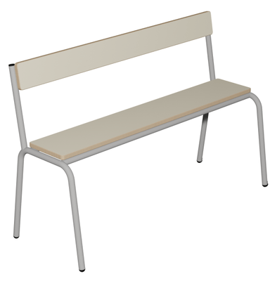 SCOLAIRE - Decouvrir - Banc MOLY avec dossier MDF méla. ép.19 mm chant vernis pièt. époxy - L120 cm - T1 - Ivoire