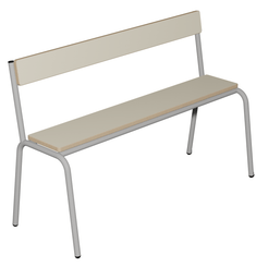 SCOLAIRE - Decouvrir - Banc MOLY avec dossier MDF méla. ép.19 mm chant vernis pièt. époxy - L120 cm - T1 - Ivoire