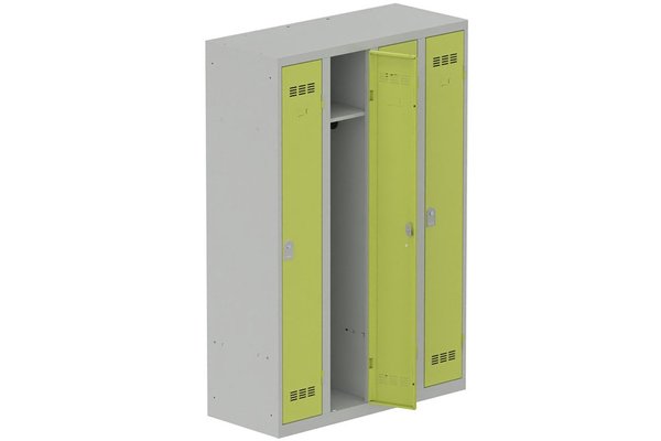 [Pas de famille] - [Pas de sous famille] - Vestiaire industrie propre 4 portes (serrure 2 clés) H180xL120xP50cm coffre gris clair/ porte(s) anis