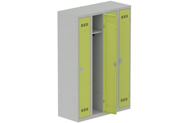 [Pas de famille] - [Pas de sous famille] - Vestiaire industrie propre 4 portes (serrure 2 clés) H180xL120xP50cm coffre gris clair/ porte(s) anis