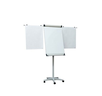 TABLEAUX / CHEVALETS / VITRINES - Chevalets - Chevalet mobile H195xL67cm, fond tôle laquée bl effacable à sec et magnétique - PRIX HORS INSTALLATION
