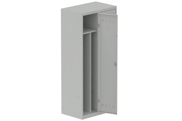 [Pas de famille] - [Pas de sous famille] - Vestiaire industrie salissante 2 portes (serrure 2 clés) H180xL80xP50cm coffre gris clair/ porte(s) gris clair