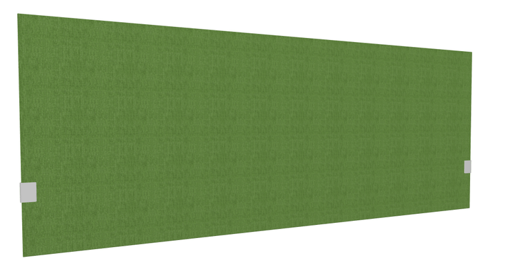 PANNEAUX ECRANS POUR BUREAU DROIT SOLO - Pour bureaux largeur 180 cm - SECRET Panneau-écran acoustique H74cm pour poste solo L.180cm. 2 faces tissu BERTA coloris vert. pinces de fixation réglables en hauteur coloris aluminium