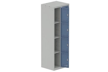 [Pas de famille] - [Pas de sous famille] - Vestiaire multicases 2 colonnes L,30cm 4 cases (fermeture cadenas) H,180xL,60xP,50cm coffre gris clair/portes bleu