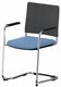 ZEN mesh visiteur - Chaise Piétement luge avec accotoirs chrome (CH).Assise tissu et dossier résille Step Bleu gris (L06)