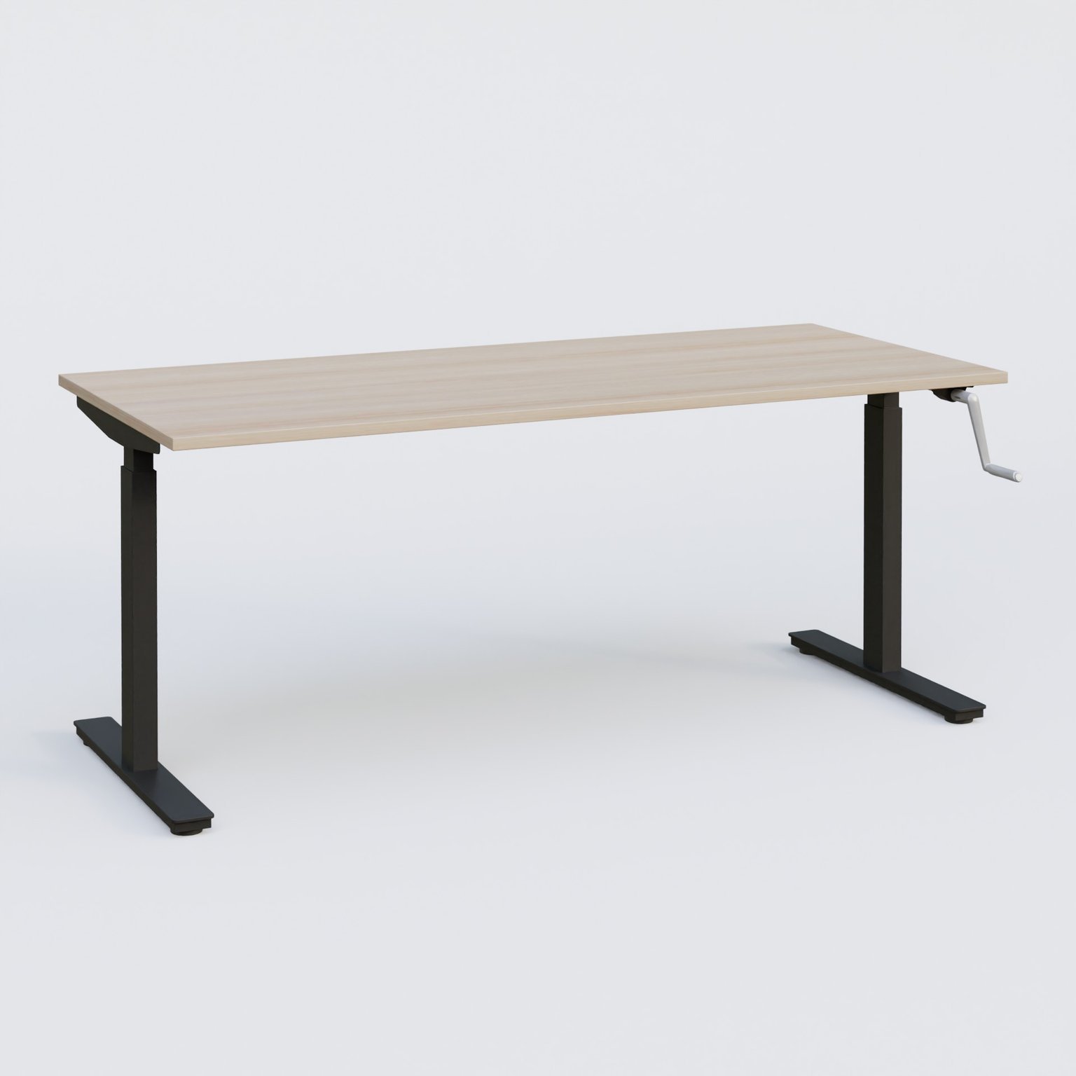Poste solo 160*70 réglable en hauteur manuel 70-116 cm gamme KPro1. Plateau Acacia et pietement Noir.
