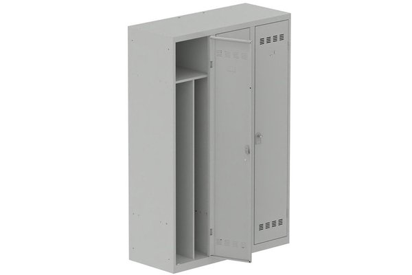 [Pas de famille] - [Pas de sous famille] - Vestiaire industrie salissante 3 portes (fermeture cadenas) H180xL120xP50cm coffre gris clair/ porte(s) gris clair