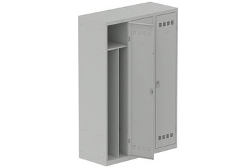 [Pas de famille] - [Pas de sous famille] - Vestiaire industrie salissante 3 portes (fermeture cadenas) H180xL120xP50cm coffre gris clair/ porte(s) gris clair