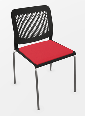 ACCESSOIRES - ACCESSOIRES  - AGORA chaise 4 pieds, polypropylène noir, placet assise simili rouge, structure fil chromé - sur délai