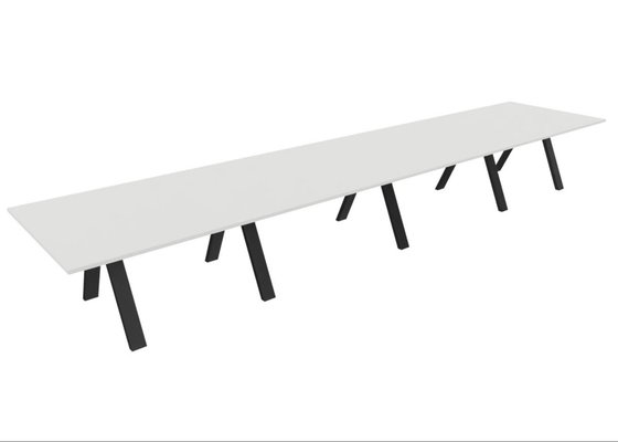 [Pas de famille] - [Pas de sous famille] - TABLE RECTANGULAIRE 4 PLATEAUX 560X120CM SUR STRUCTURE X3 MEETING. Plateau Blanc et pietement Noir.