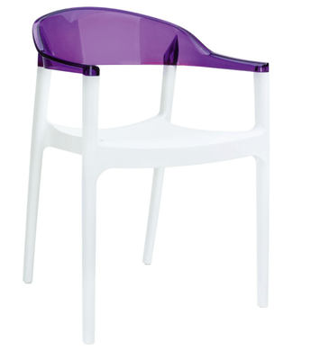 POLYPROPYLENE - FAUTEUILS  - WALLIS-Fauteuil design bicolore en polycarbonate transparent -jeu de couleur et de transparence -Finition blanc et violet transparent 