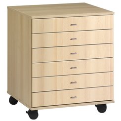 SCOLAIRE - Decouvrir - Meuble PICCOLO mobile 6 tiroirs - L73,5xP60xH85,6 cm