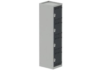 VESTIAIRES MULTICASES - 1 Colonne - Vestiaire multicases, 1 colonne L.40cm/4 cases, coffre gris clair/portes anthracite