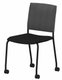 ZEN mesh visiteur - Chaise 4 pieds sur roulettes laqué noir (A).Assise tissu et dossier résille Bondai Noir (8033)